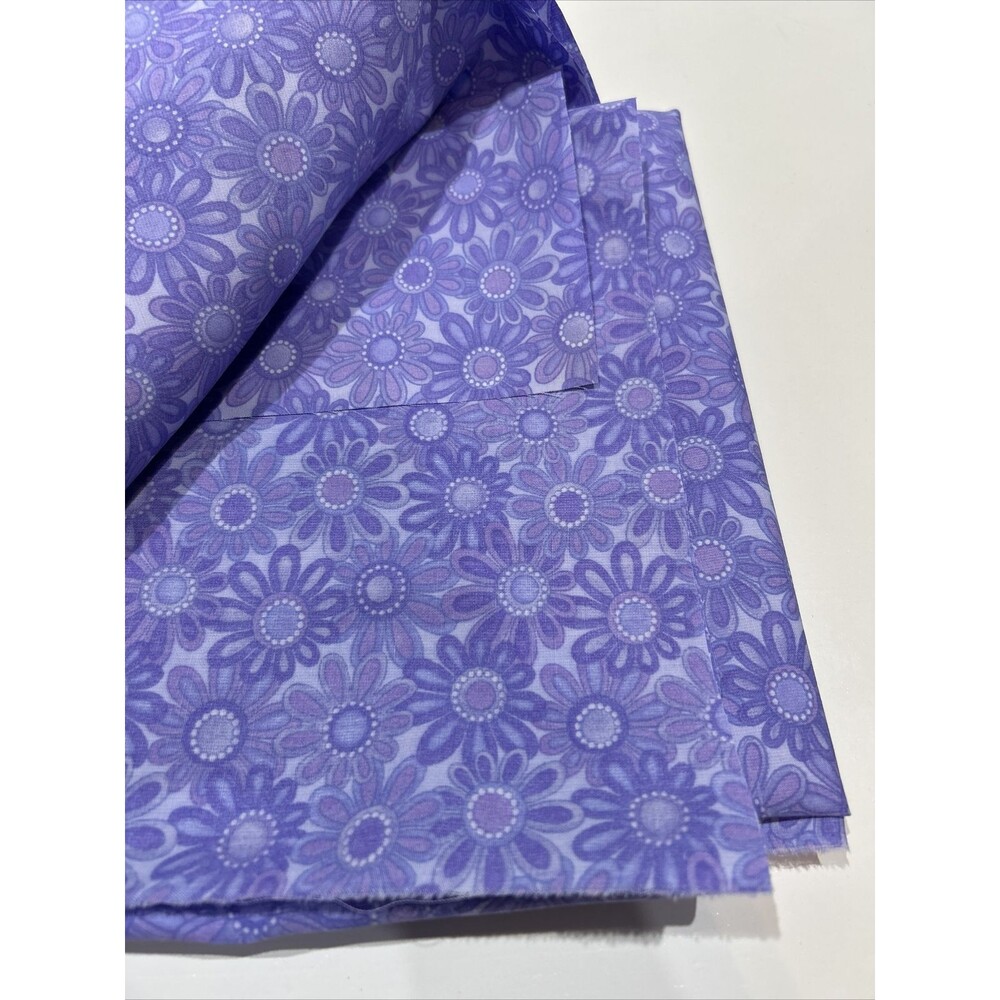 Purple Floral Quilting Sewing Textile Art Filler Cotton Fabric 68" X 47"